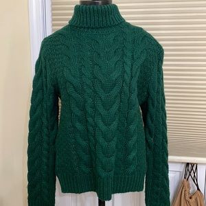 Green Knitted Turtleneck Sweater